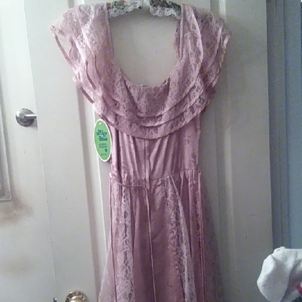 Elegant Pink Lace Prom Dress